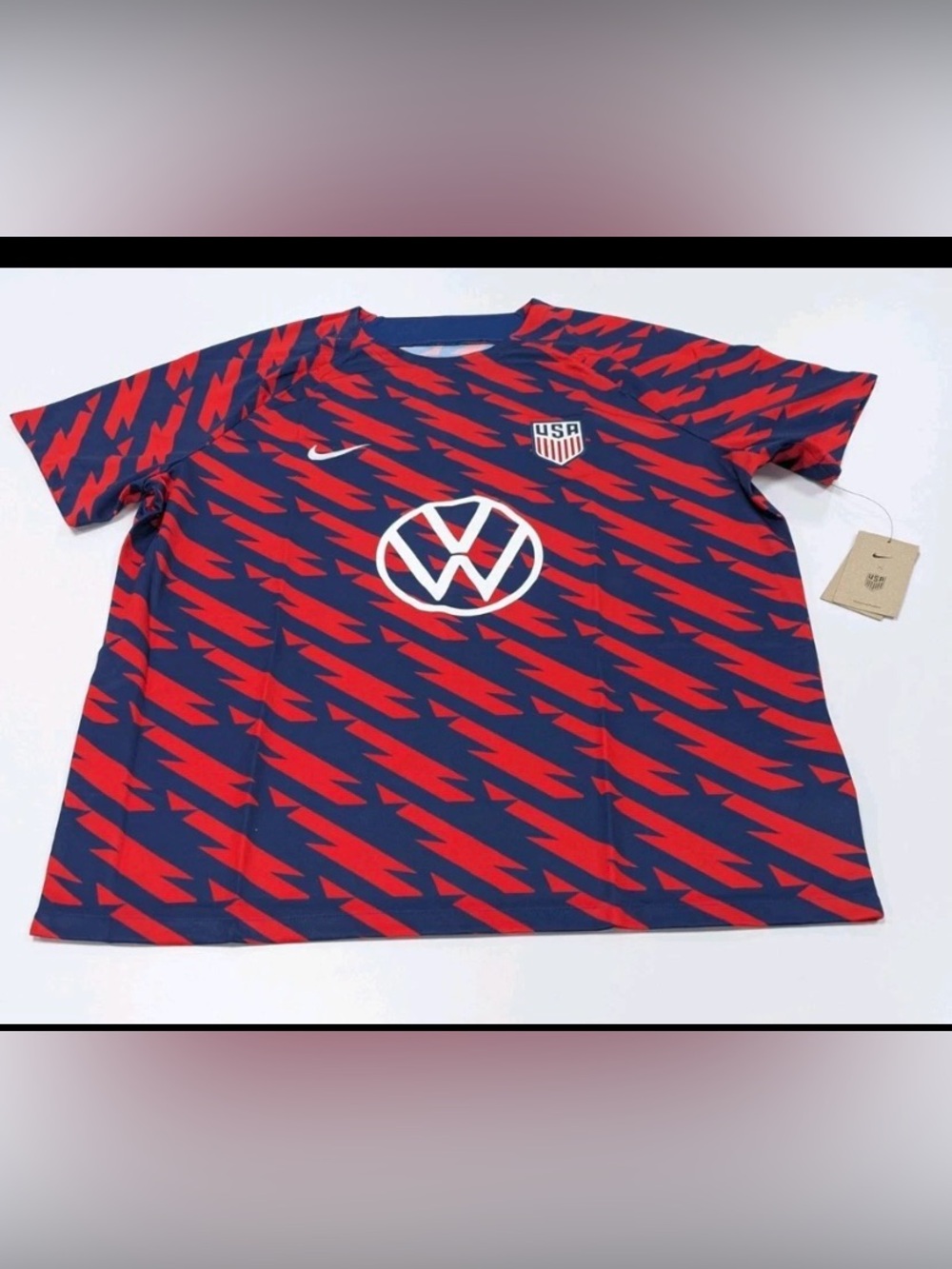 Nike USA Navy & Red Soccer Jersey with VW Emblem